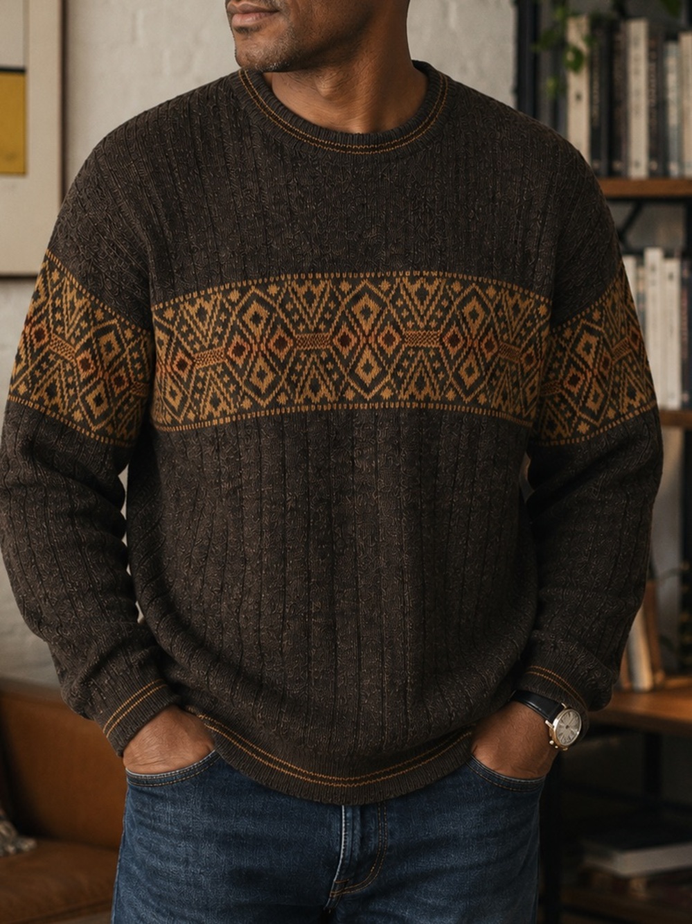 David Taylor Hand Framed Geometric Sweater Men’s XL-Vintage 90’s